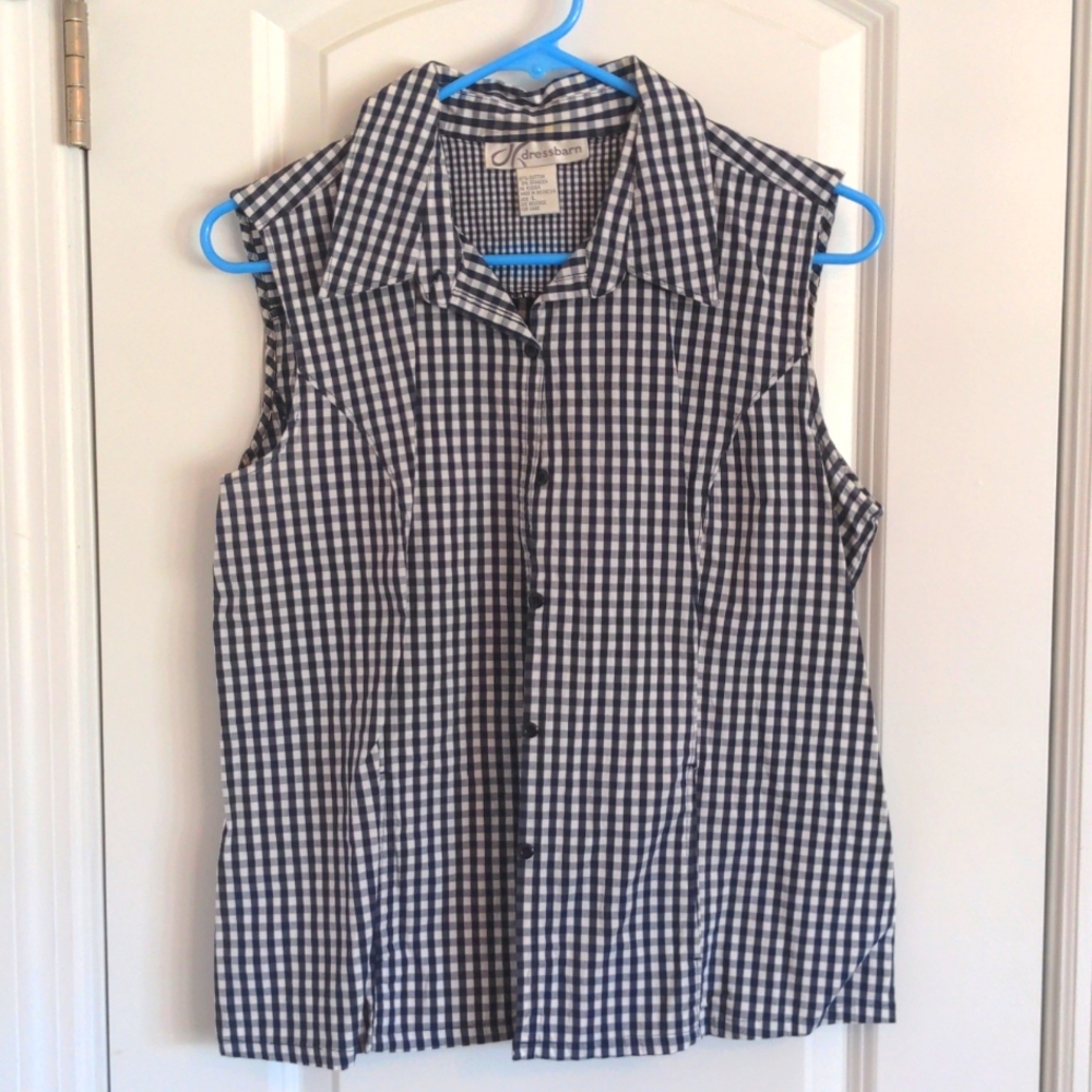 L Dressbarn Blue and White Top